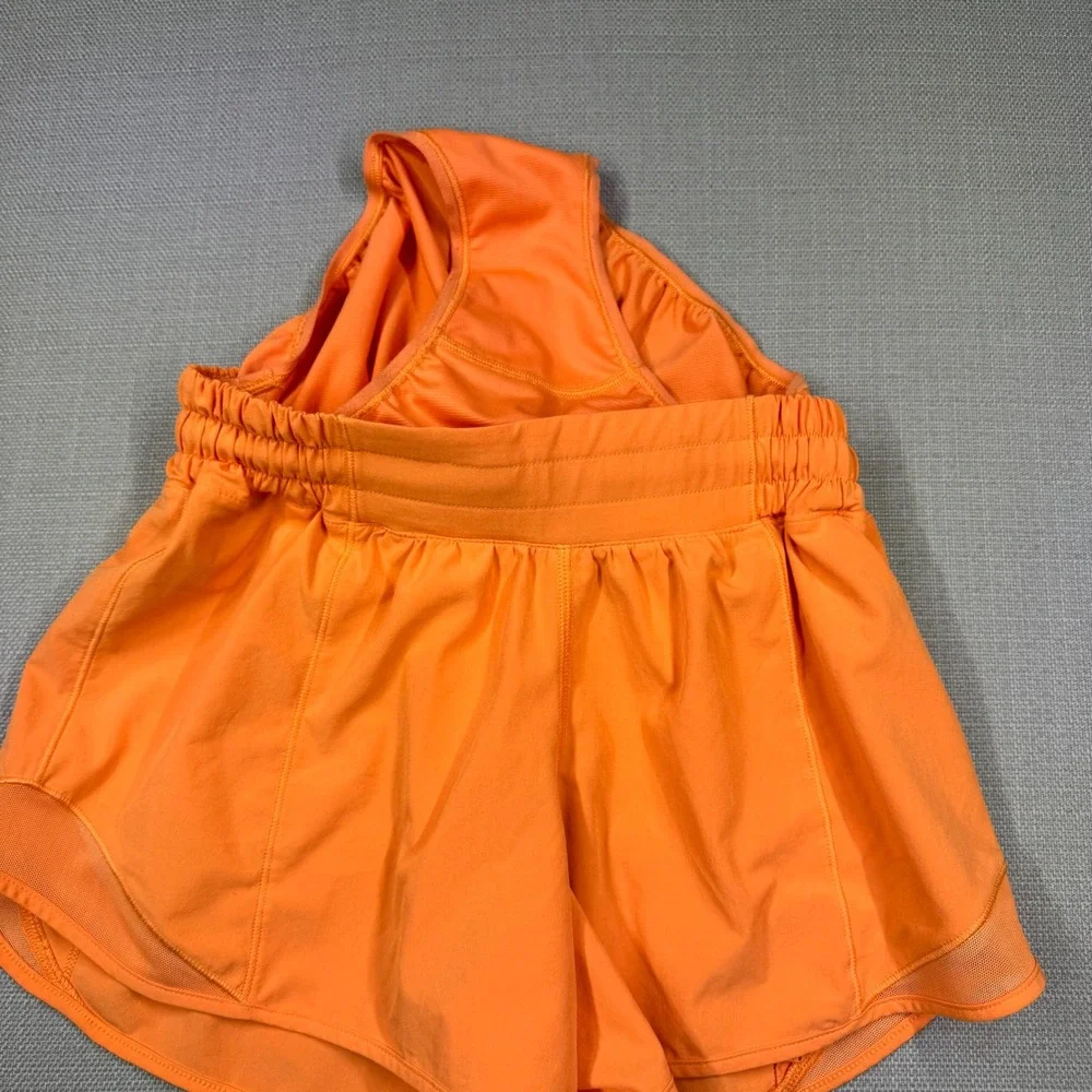 Lululemon Hotty Hot High-Rise Lined Short 4 inch Orange Womens Size 4 LW7AVGT